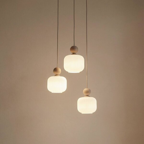 Lampa wisząca szklana Ballo TK Lighting, możliwość ściemniania, kremowy / amber, salon / jadalnia, szkło