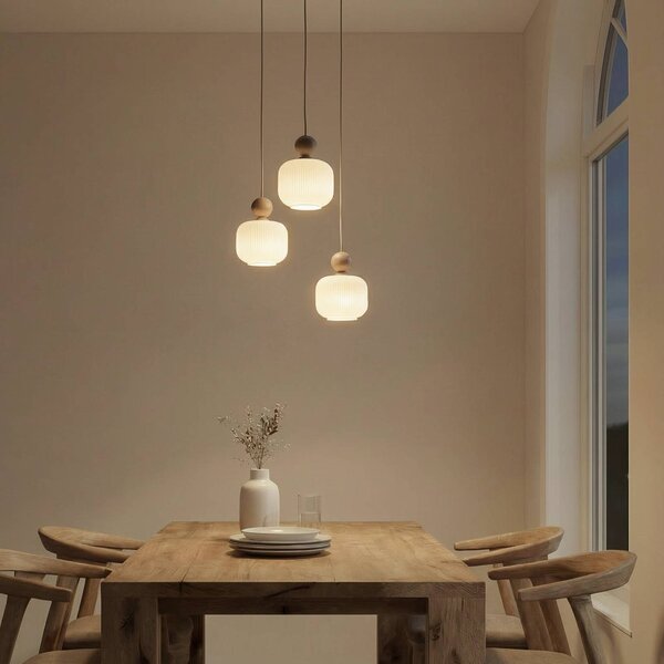 Lampa wisząca szklana Ballo TK Lighting, możliwość ściemniania, kremowy / amber, salon / jadalnia, szkło
