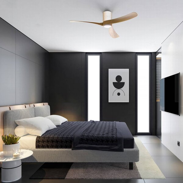 Mantra Iluminación Wentylator sufitowy LED Nemo II L, biały/drewno, DC, cichy, CCT możliwość ściemniania, biały / opal, salon / jadalnia, metal, nowoczesny