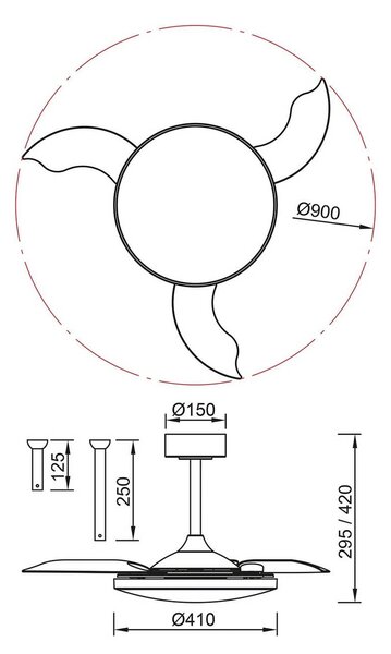 Mantra Iluminación Wentylator sufitowy LED Slim Mini, biały/drewno, DC, cichy, CCT możliwość ściemniania, biały / opal, salon / jadalnia, metal, nowoczesny