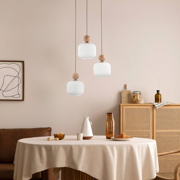 Lampa wisząca szklana Ballo TK Lighting, możliwość ściemniania, kremowy / amber, salon / jadalnia, szkło