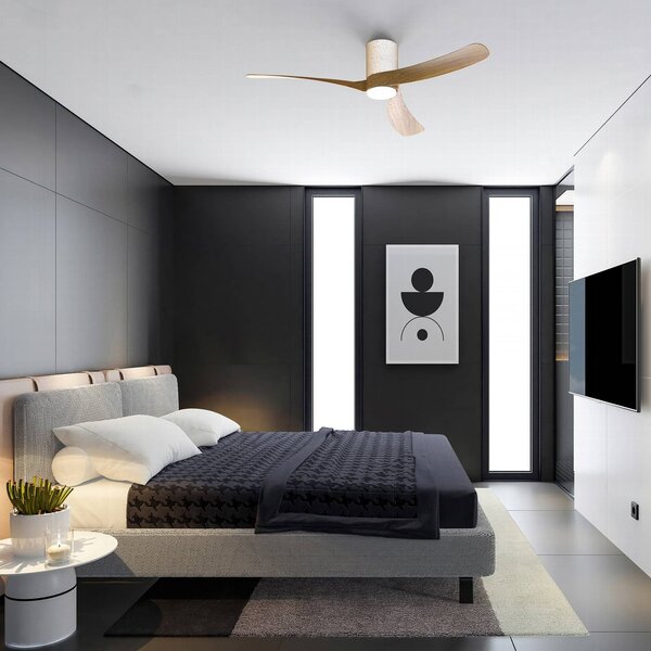 Mantra Iluminación Wentylator sufitowy LED Nemo II L, biały/drewno, DC, cichy, CCT możliwość ściemniania, biały / opal, salon / jadalnia, metal, nowoczesny