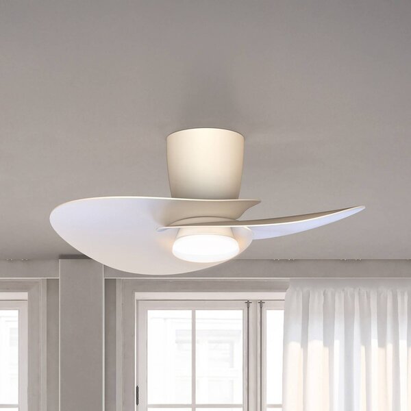 Mantra Iluminación Wentylator sufitowy LED Nenufar, biały, DC, cichy, CCT, 74 cm możliwość ściemniania, biały / opal, salon / jadalnia, aluminium, nowoczesny