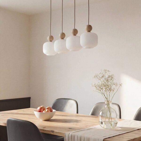 Lampa wisząca szklana Ballo TK Lighting, możliwość ściemniania, kremowy / amber, salon / jadalnia, szkło