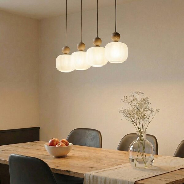 Lampa wisząca szklana Ballo TK Lighting, możliwość ściemniania, kremowy / amber, salon / jadalnia, szkło