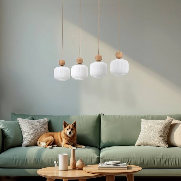 Lampa wisząca szklana Ballo TK Lighting, możliwość ściemniania, kremowy / amber, salon / jadalnia, szkło