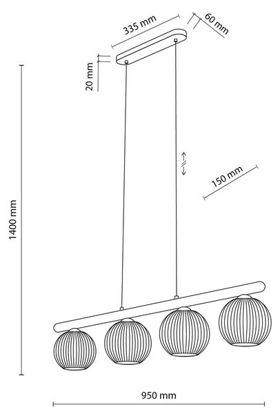 Lampa wisząca szklana Virlo TK Lighting, możliwość ściemniania, jasne drewno, salon / jadalnia, szkło