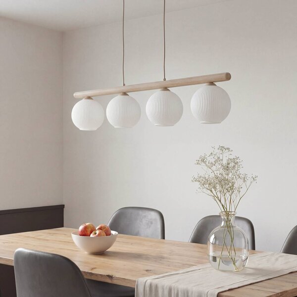 Lampa wisząca szklana Virlo TK Lighting, możliwość ściemniania, jasne drewno, salon / jadalnia, szkło