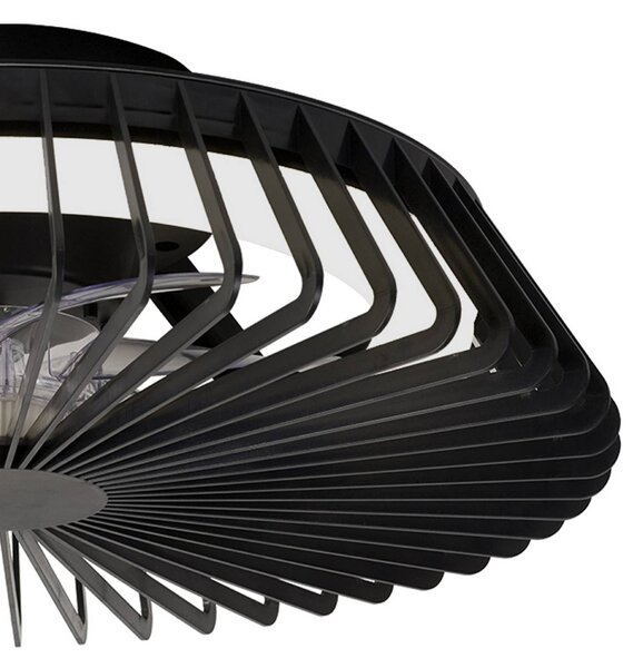 Mantra Iluminación Wentylator sufitowy LED Himalaya Mini, czarny, DC, cichy, CCT możliwość ściemniania, czarny, salon / jadalnia, tworzywo sztuczne, nowoczesny