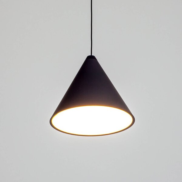 FLOS Żyrandol String light, kabel 12 m, stożek STRING, możliwość ściemniania, czarny, salon / jadalnia, aluminium, design