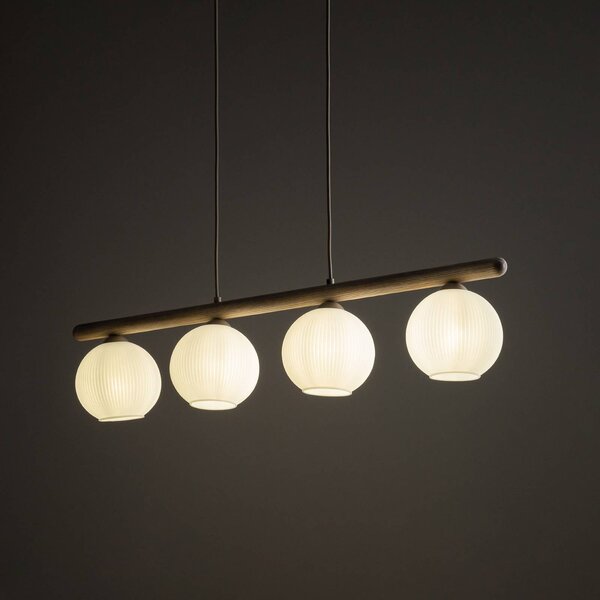 Lampa wisząca szklana Virlo TK Lighting, możliwość ściemniania, jasne drewno, salon / jadalnia, szkło