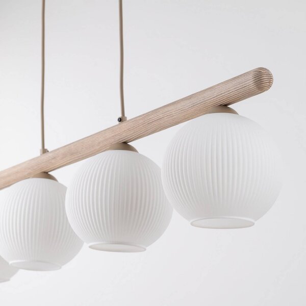 Lampa wisząca szklana Virlo TK Lighting, możliwość ściemniania, jasne drewno, salon / jadalnia, szkło