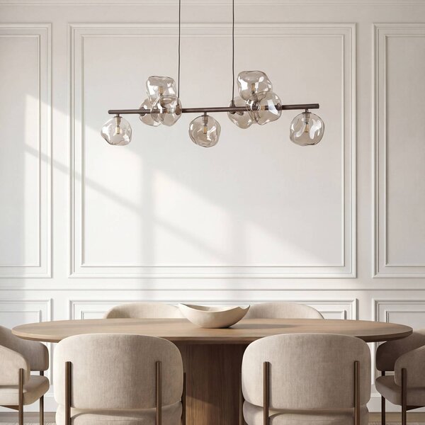 Lampa wisząca szklana Lava TK Lighting, możliwość ściemniania, brązowy / rdzawy, salon / jadalnia, szkło