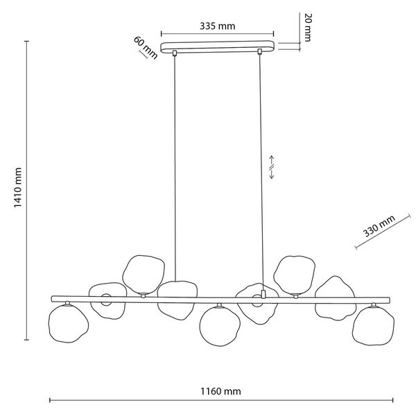 Lampa wisząca szklana Lava TK Lighting, możliwość ściemniania, brązowy / rdzawy, salon / jadalnia, szkło