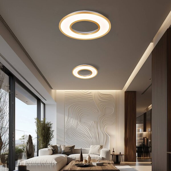 Viokef Lampa sufitowa LED Valeria, mosiężny / złoty, salon / jadalnia, aluminium, nowoczesny