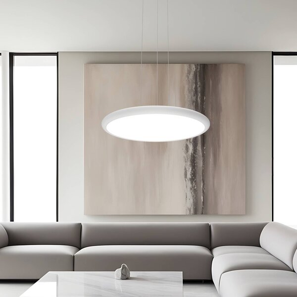 Viokef Lampa wisząca Benett, możliwość ściemniania, biały / opal, salon / jadalnia, aluminium, nowoczesny