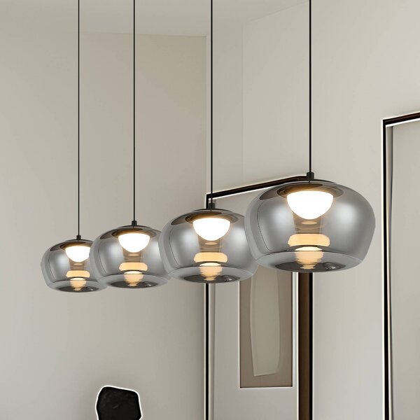 Viokef Lampa wisząca Nadia, aluminiowy / szary / cynkowy, salon / jadalnia, szkło