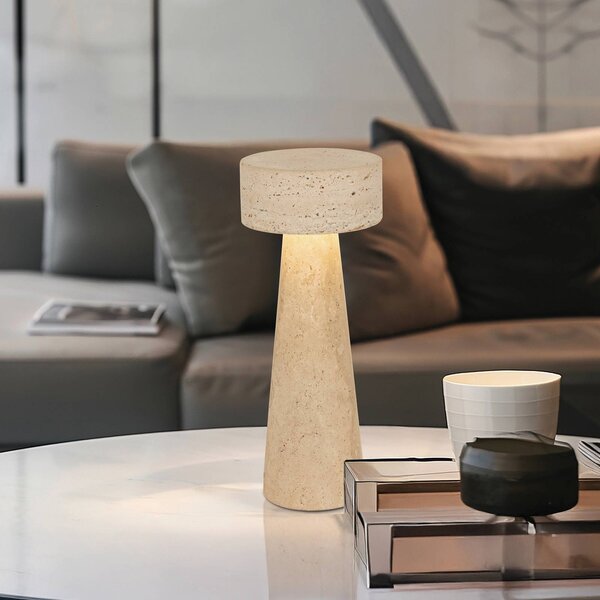 Viokef Lampa stołowa Serenity, kremowy / amber, salon / jadalnia, kamień