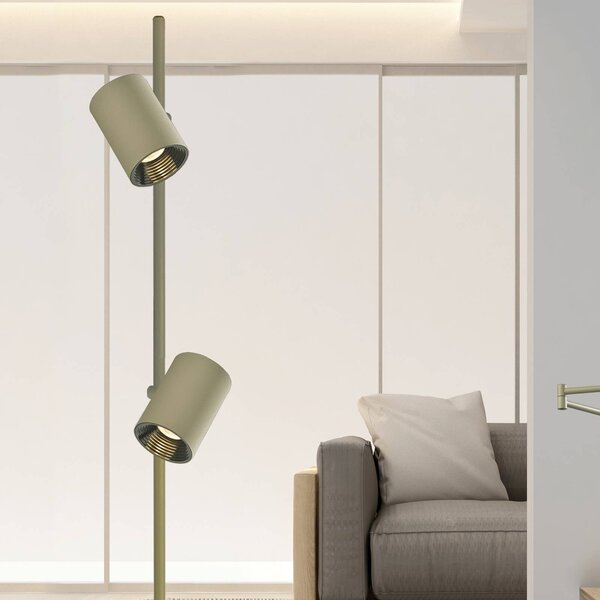 Viokef Lampa stojąca LED Melina, kolor oliwkowy, wysokość 162 cm, metalowa, ściemniana możliwość ściemniania, zielony, salon / jadalnia, aluminium, nowoczesny