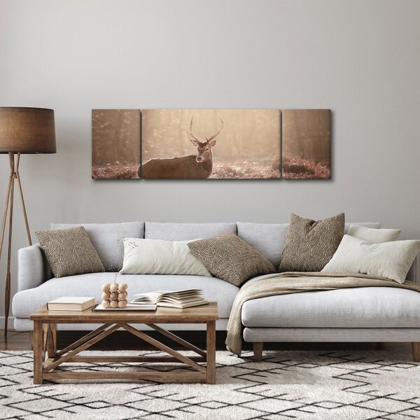 Obraz - Jeleń w lesie (170x50 cm)
