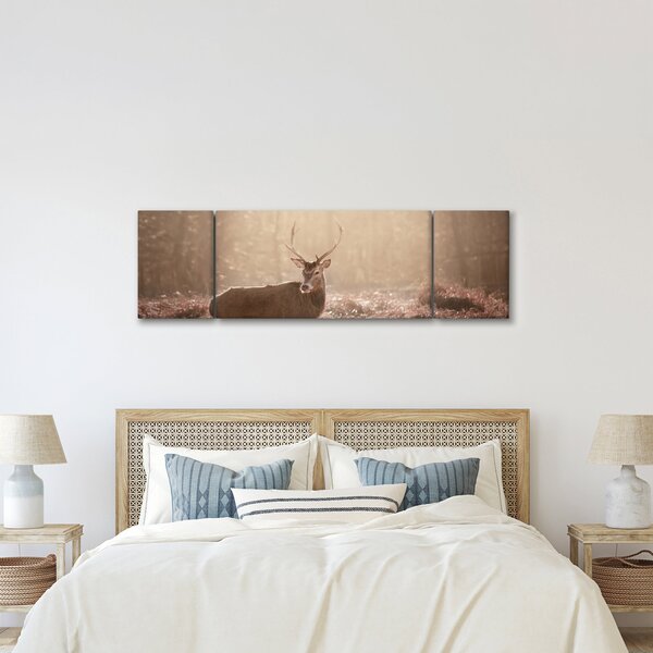 Obraz - Jeleń w lesie (170x50 cm)