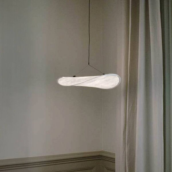 New Works Lampa wisząca Tense, możliwość ściemniania, biały / opal, salon / jadalnia, tkanina / materiał / jedwab, skandynawski