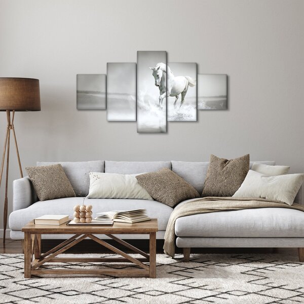 Obraz - Biały koń (125x70 cm)