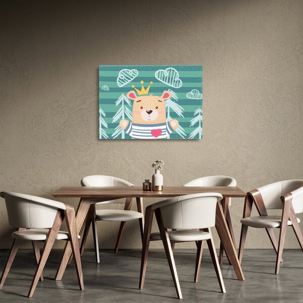 Obraz na szkle - Niedźwiadek w lesie (70x50 cm)