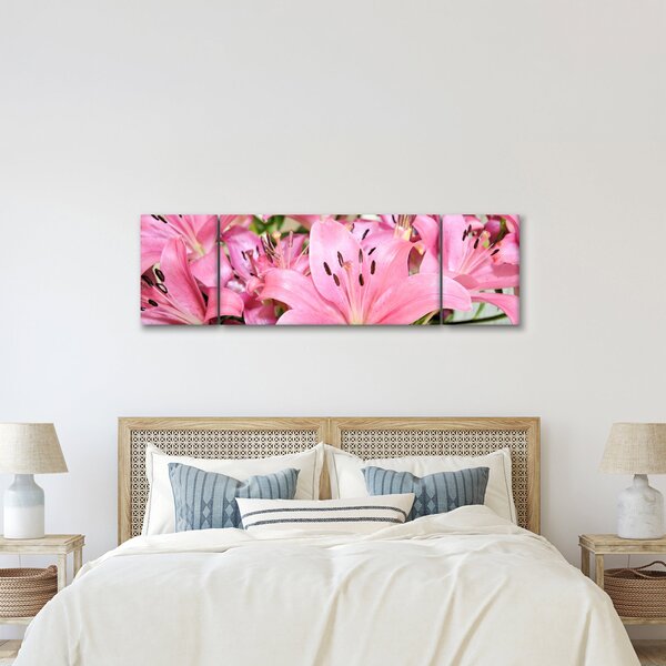 Obraz - Różowe lilie (170x50 cm)
