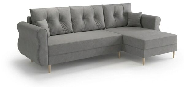 Rozkładana narożna sofa SILVIANO 230x140 cm, szara, uniwersalna