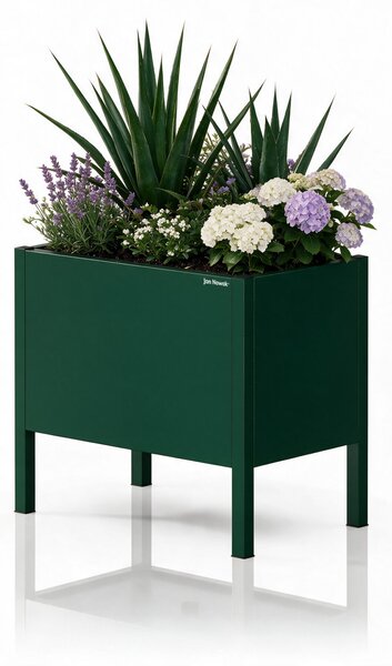 Osłona donica na kwiaty metalowa mała butelkowa zieleń, 400x350x250 mm: DAISY