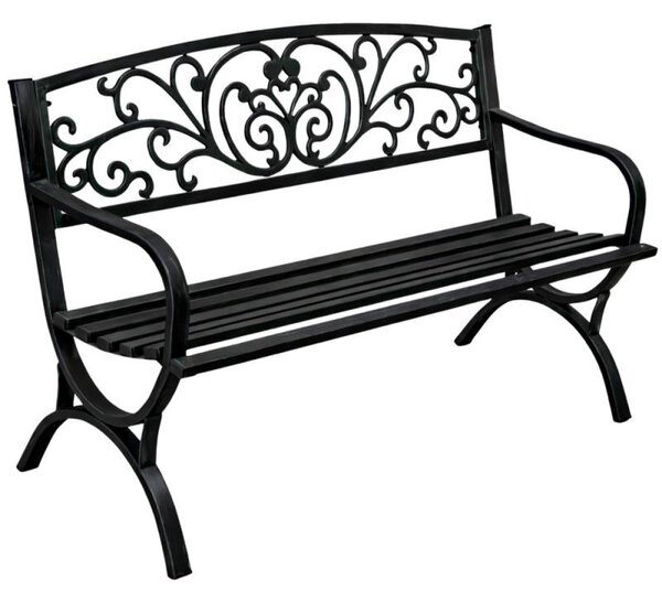 LEAN 29321 Metalowa ławka ogrodowa 127 × 60 × 85 cm, czarna