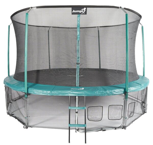 Trampolina Ogrodowa Jumpi 435cm/14FT Maxy Comfort Zielona Z Wewnętrzną Siatką