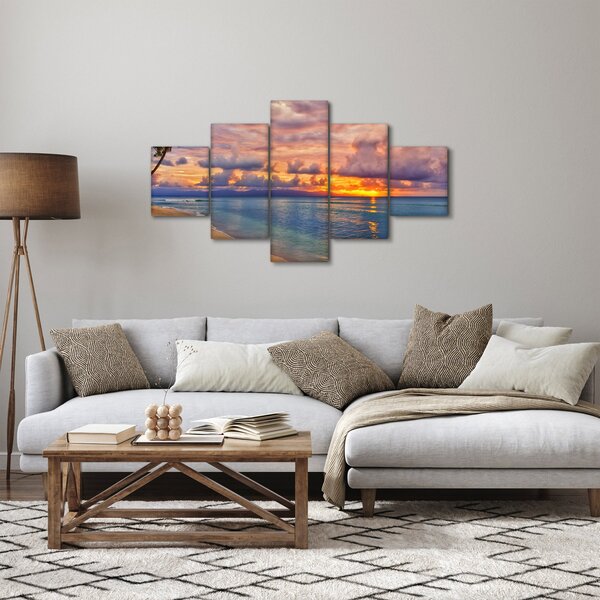 Obraz - Zachód słońca na plaży (125x70 cm)