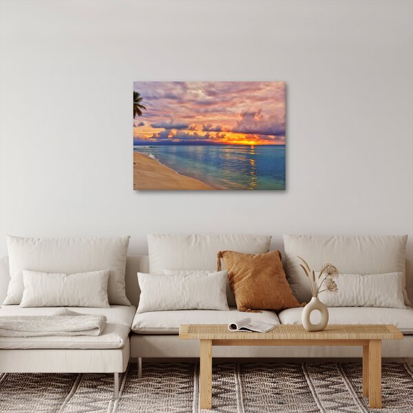 Obraz - Zachód słońca na plaży (70x50 cm)