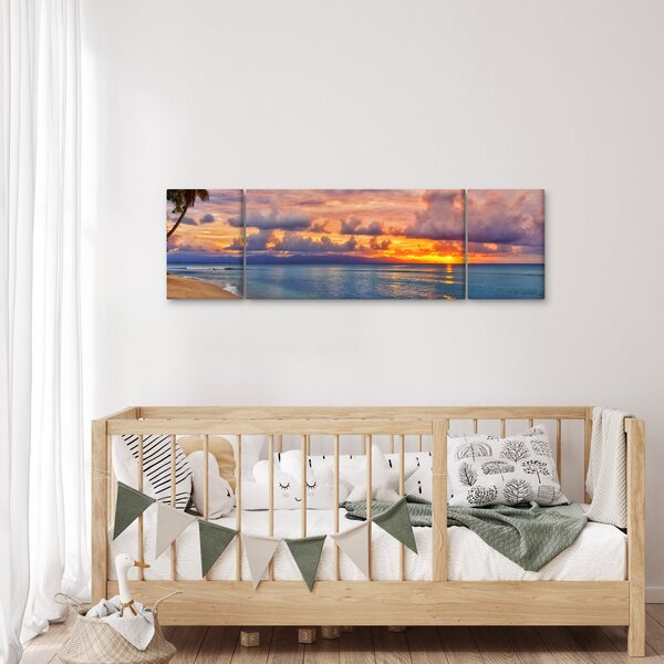 Obraz - Zachód słońca na plaży (170x50 cm)
