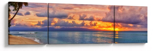 Obraz - Zachód słońca na plaży (170x50 cm)