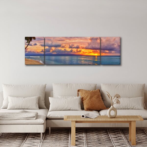 Obraz - Zachód słońca na plaży (170x50 cm)