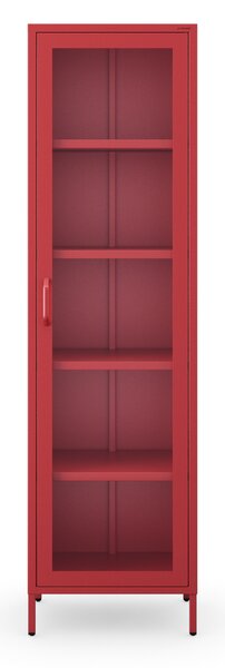 Witryna szklana do salonu wąska czerwona Modern LUIGI 500 x 1800 x 350 mm