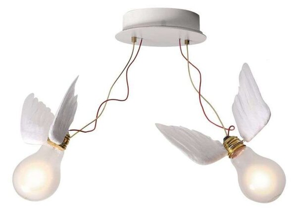Lampy sufitowe Ingo Maurer, Lucellino Doppio, ściemnialny, biały, salon, design