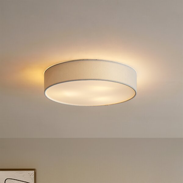 Nowoczesna lampa sufitowa biała z aksamitnym abażurem 46 cm 3-źródła światła - Luz