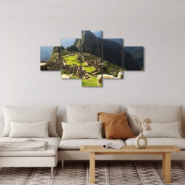 Obraz - Lamy na Machu Picchu (125x70 cm)