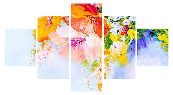 Obraz - Kwiaty, malarstwo (125x70 cm)