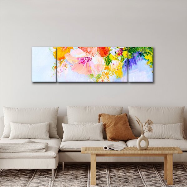 Obraz - Kwiaty, malarstwo (170x50 cm)