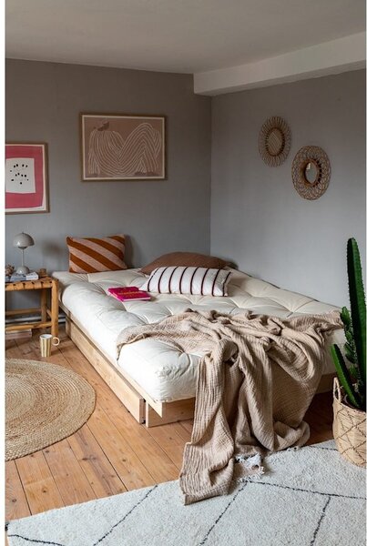 Naturalne łóżko dwuosobowe z litego drewna sosnowego ze schowkiem i stelażem 160x200 cm Kanso – Karup Design