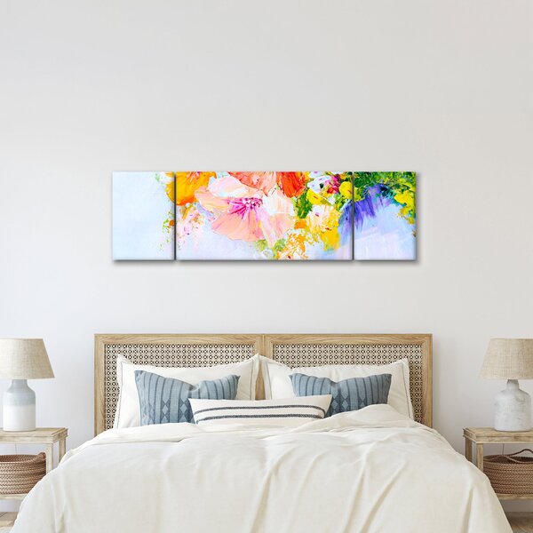 Obraz - Kwiaty, malarstwo (170x50 cm)
