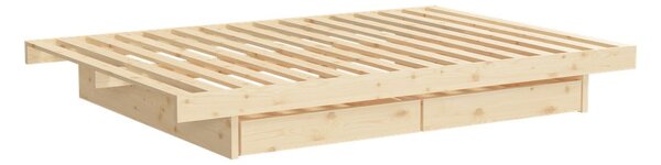 Naturalne łóżko dwuosobowe z litego drewna sosnowego ze schowkiem i stelażem 160x200 cm Kanso – Karup Design