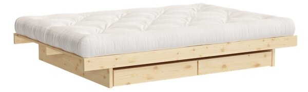 Naturalne łóżko dwuosobowe z litego drewna sosnowego ze schowkiem i stelażem 160x200 cm Kanso – Karup Design