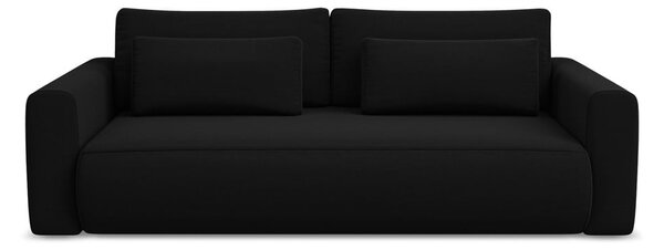 Czarna aksamitna rozkładana/ze schowkiem sofa 238 cm Kapua – Makamii