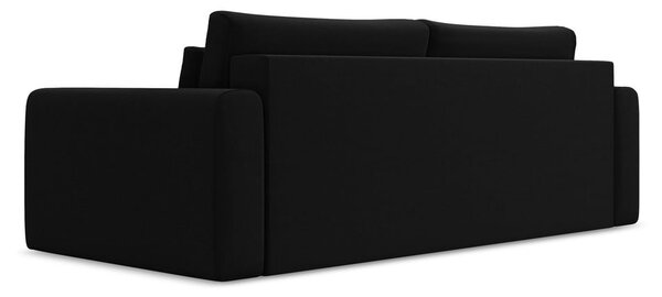 Czarna aksamitna rozkładana/ze schowkiem sofa 238 cm Kapua – Makamii